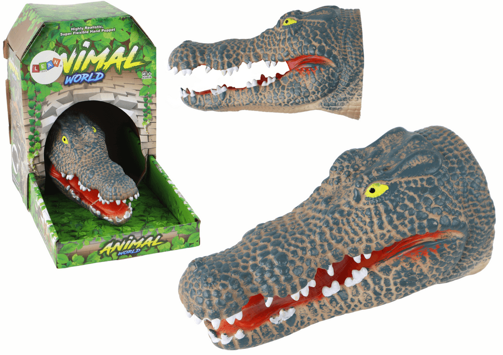 Ročna lutka LEAN TOYS Krokodil, siva