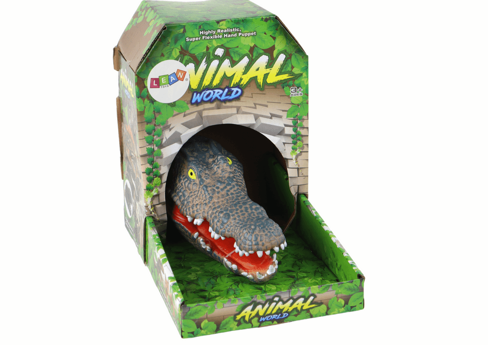 Ročna lutka LEAN TOYS Krokodil, siva 4