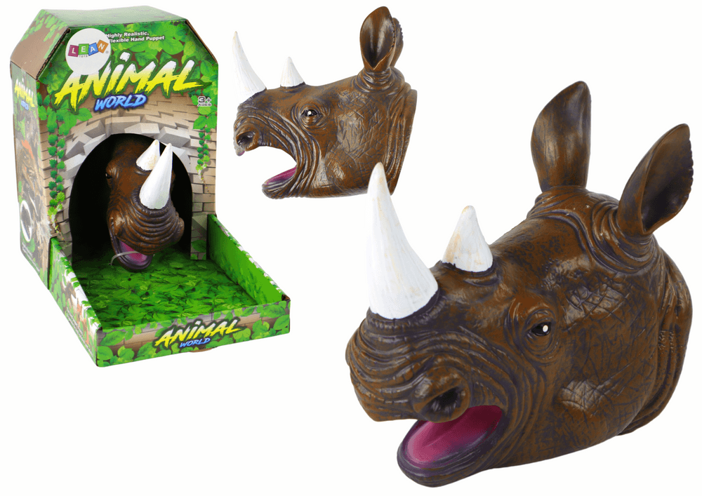 Ročna lutka LEAN TOYS Nosorog, rjava