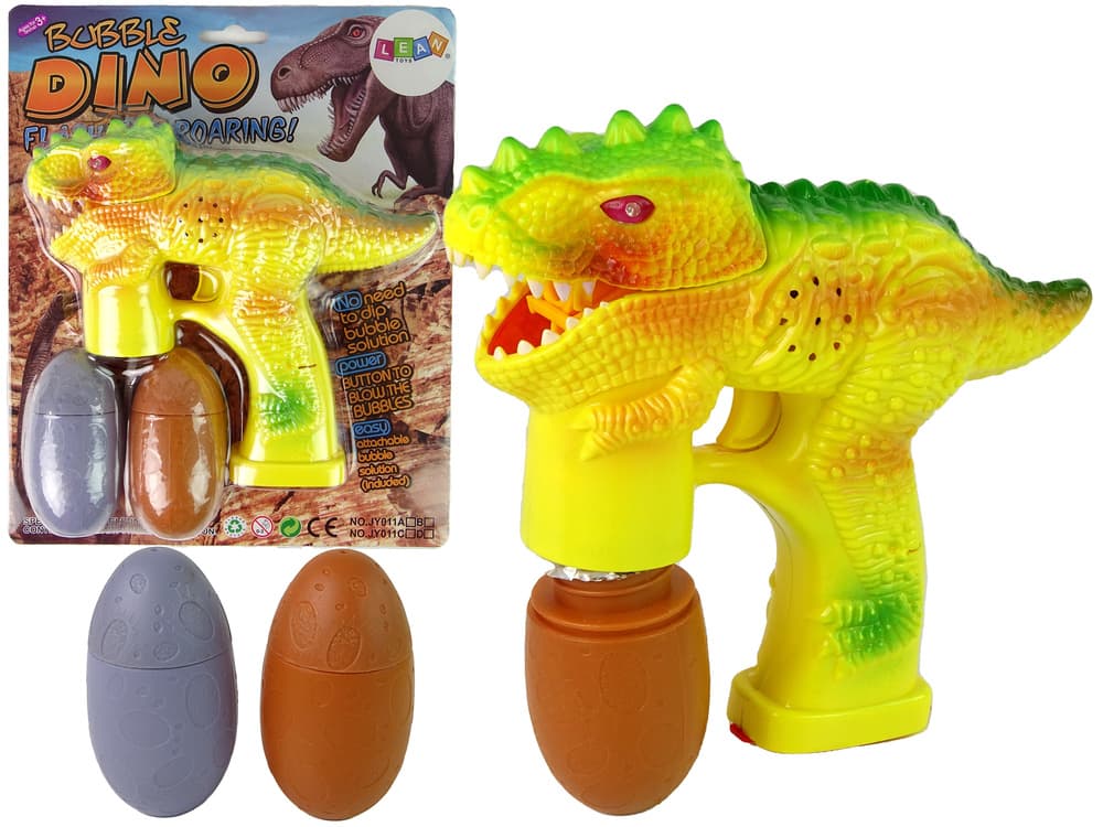 Pihalnik milnih mehurčkov LEAN TOYS Dinozaver, jajček (rumen)