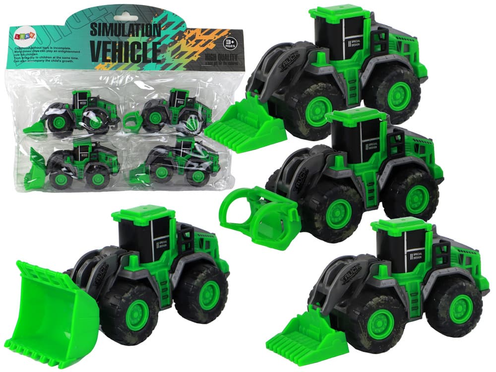 Komplet zelenih traktorjev LEAN TOYS za kmetijo, 4 kosi.
