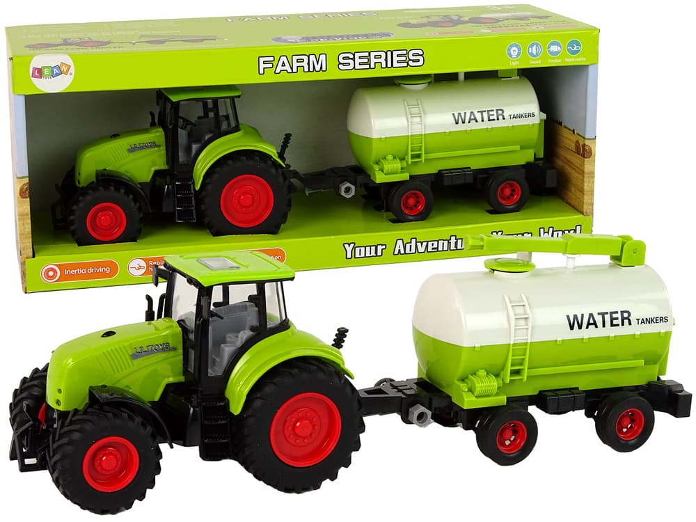 Traktor z vlečno prikolico LEAN TOYS, zelen, s prikolico