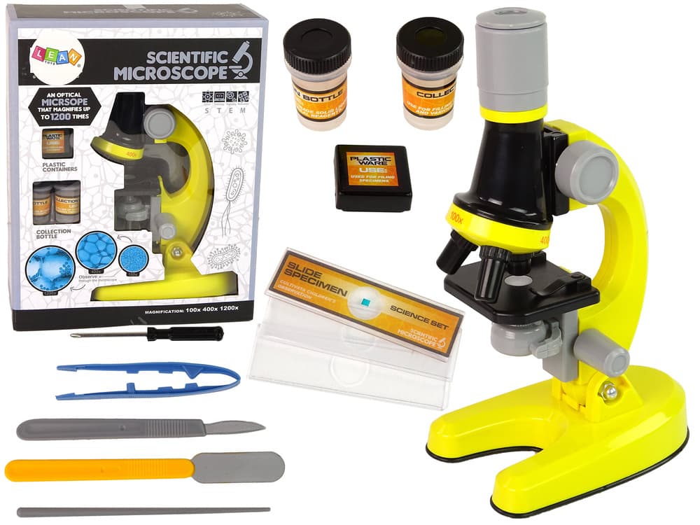 LEAN TOYS Mikroskop za otroke, izobraževalni komplet, rumena