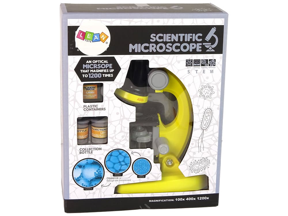 LEAN TOYS Mikroskop za otroke, izobraževalni komplet, rumena 7