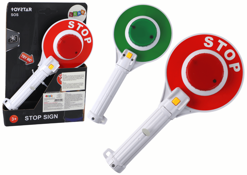 LEAN TOYS Svetlobni prometni znak za otroke, dvostranski