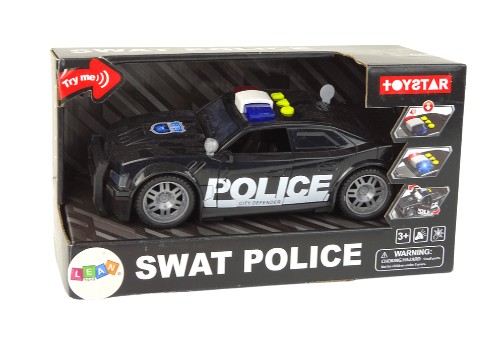 LEAN TOYS Policijski avto, 1:14, črn, luči, zvoki 5