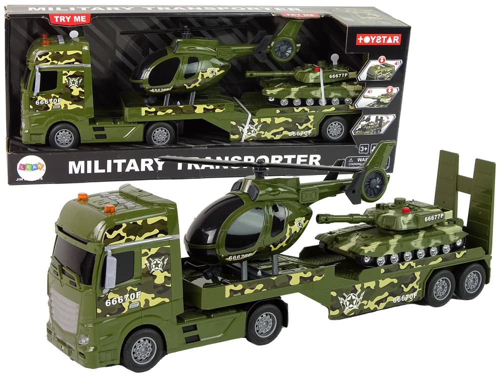 LEAN TOYS Vojaški set: tank, helikopter, tovornjak