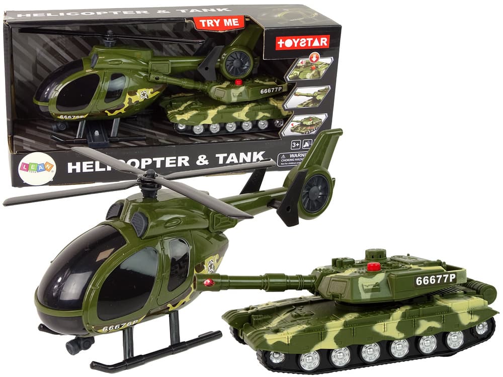LEAN TOYS Vojaški set: tank, helikopter