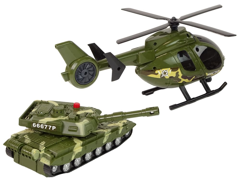 LEAN TOYS Vojaški set: tank, helikopter 4