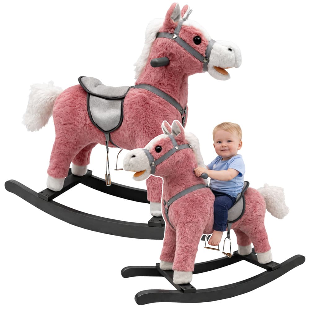 LEAN TOYS lesen konjiček na                                       roza s  zvokom, 74 cm 2