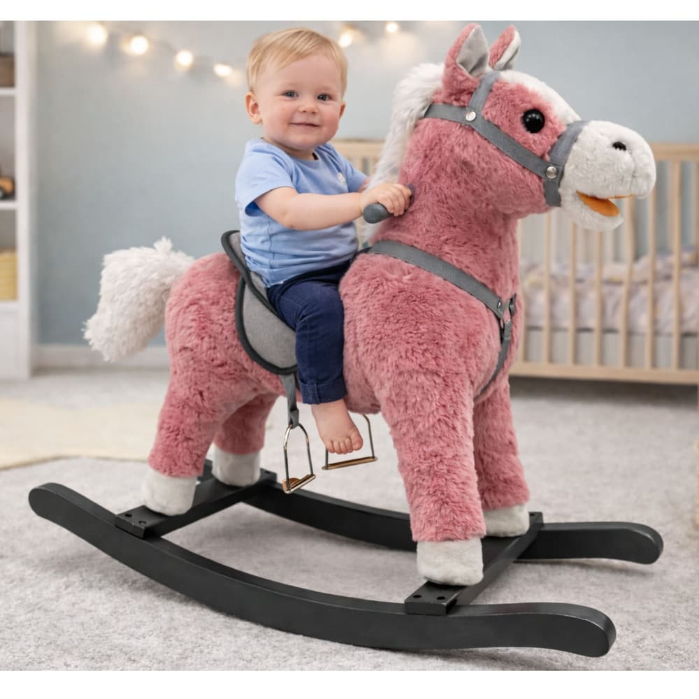 LEAN TOYS lesen konjiček na                                       roza s  zvokom, 74 cm 3