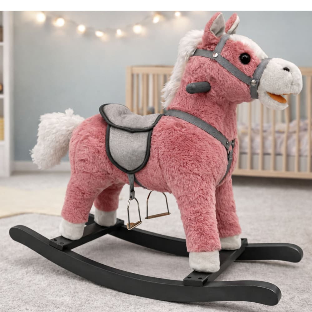 LEAN TOYS lesen konjiček na                                       roza s  zvokom, 74 cm 4
