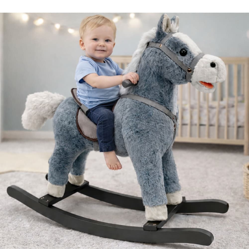 LEAN TOYS lesen konjiček na                                       siv z zvokom, 74 cm 3