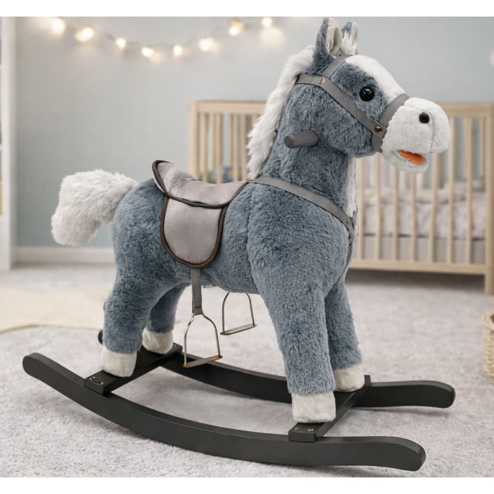 LEAN TOYS lesen konjiček na                                       siv z zvokom, 74 cm 4