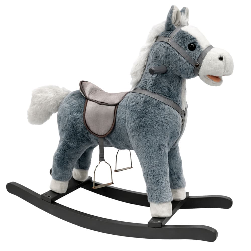 LEAN TOYS lesen konjiček na                                       siv z zvokom, 74 cm