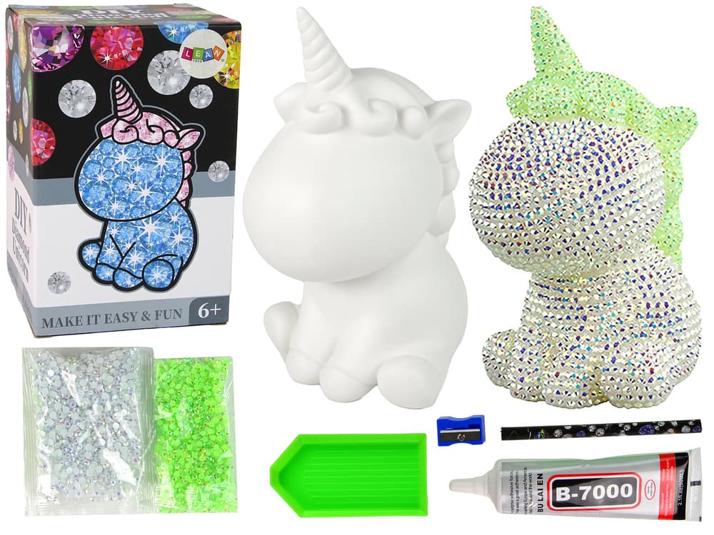 LEAN TOYS Kreativni set za ustvarjanje eno-rožca z diamanti, zelen