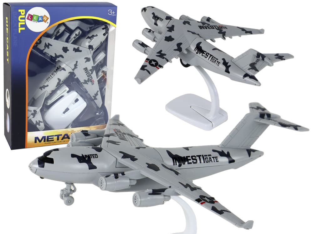 LEAN TOYS Vojno letalo, sivo vojaško, UNITED figurica HW-605