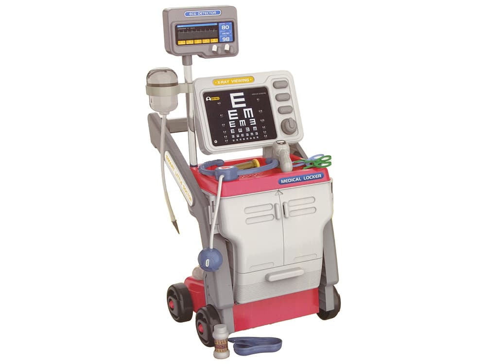 LEAN TOYS Mali doktorjev komplet z vozičkom, RTG, EKG, lučmi, roza 3