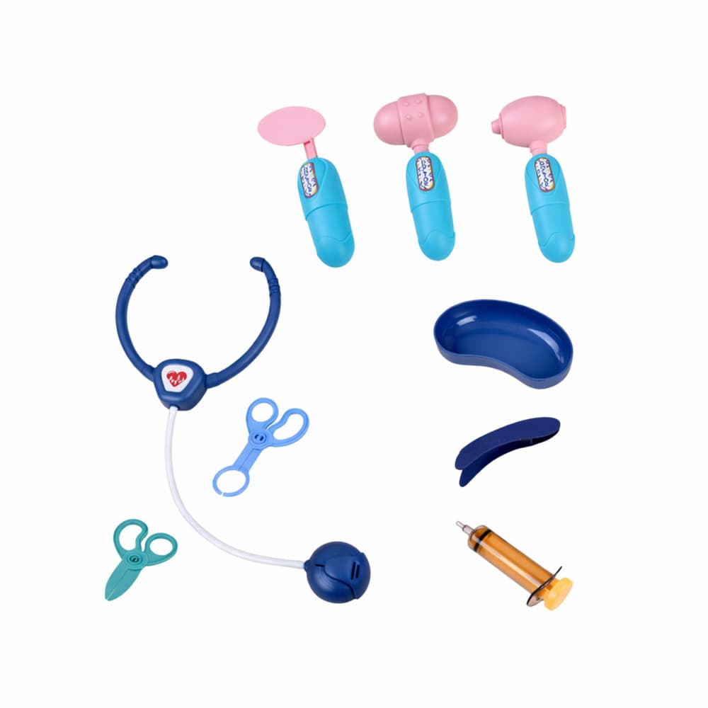 LEAN TOYS Mali doktorjev komplet z vozičkom, RTG, EKG, lučmi, modri 4