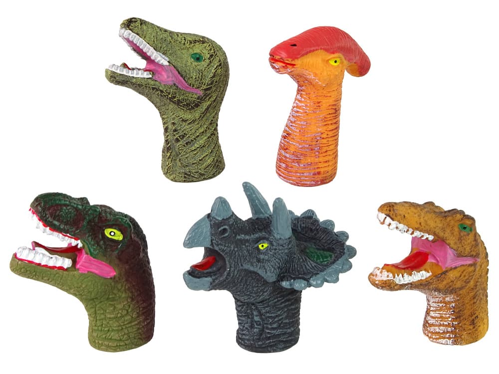 LEAN TOYS Pacinke na prstih dinozavri, pisane, 5 kosov 2