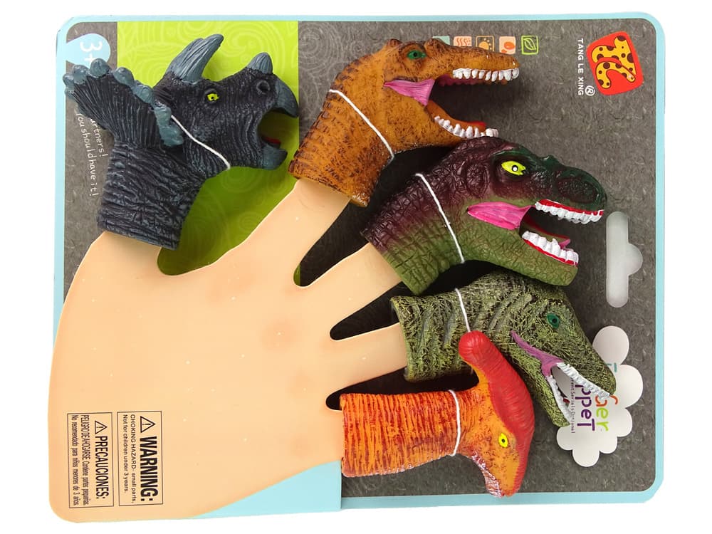 LEAN TOYS Pacinke na prstih dinozavri, pisane, 5 kosov 4