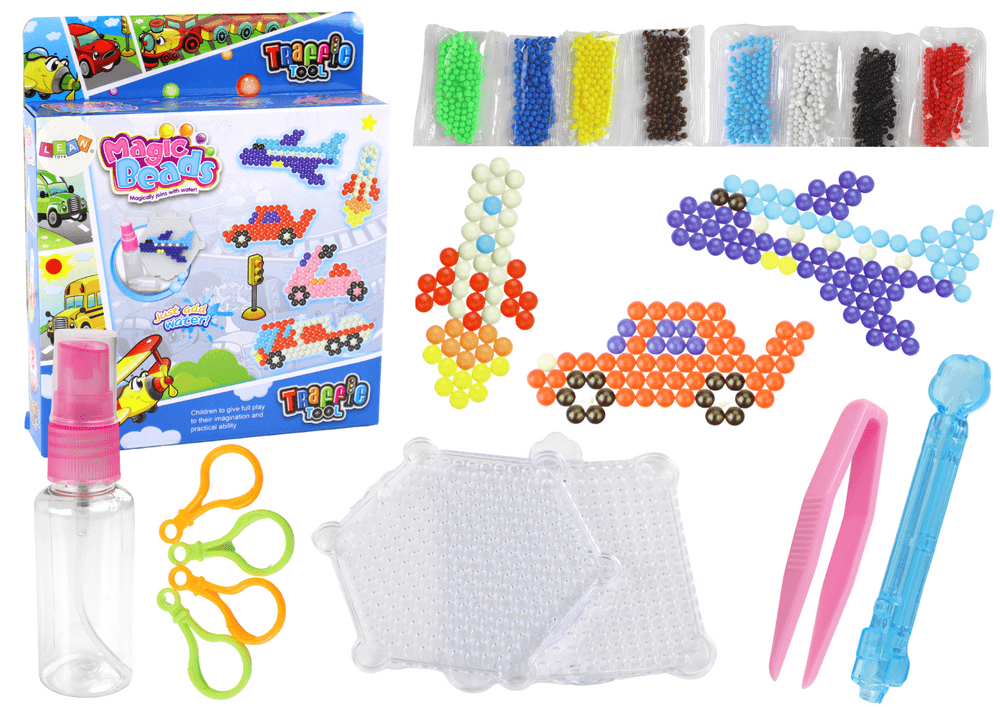 Komplet vodnih koralidkov LEAN TOYS, 8 barv, prevozna sredstva