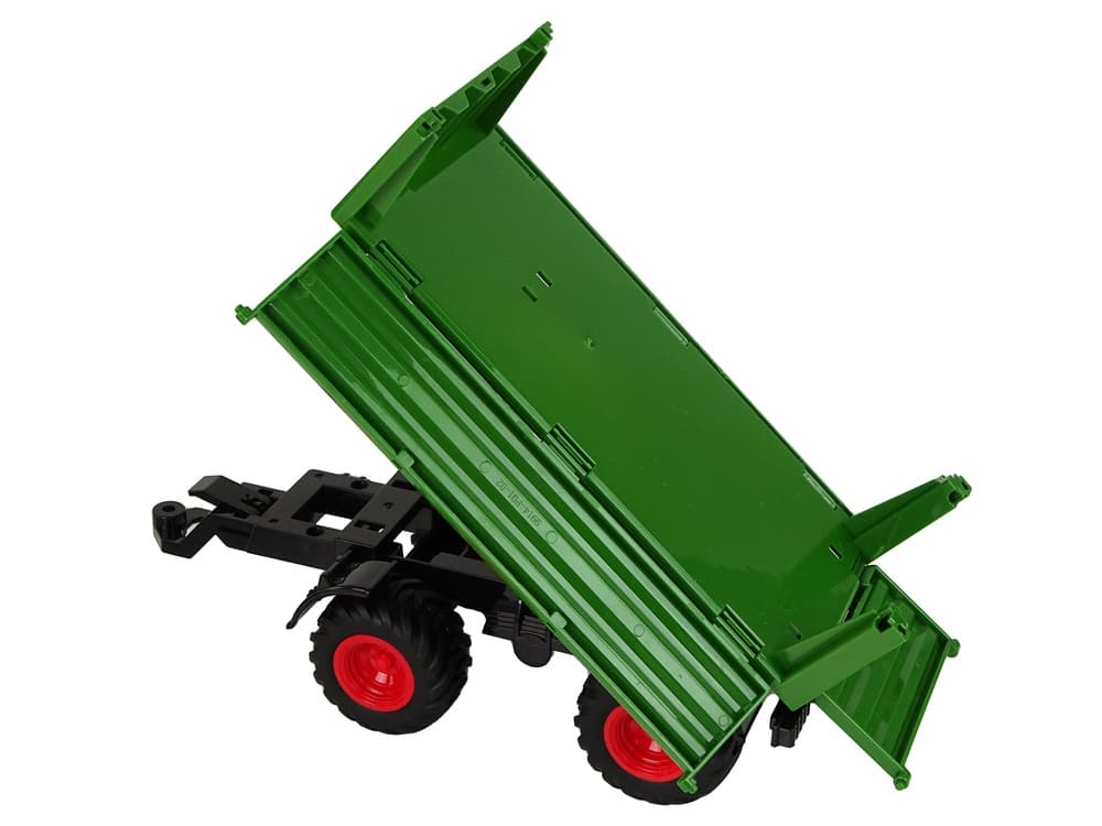 Traktor na daljinsko vodenje z prikolico, 1:24, rdeč/zelen 3