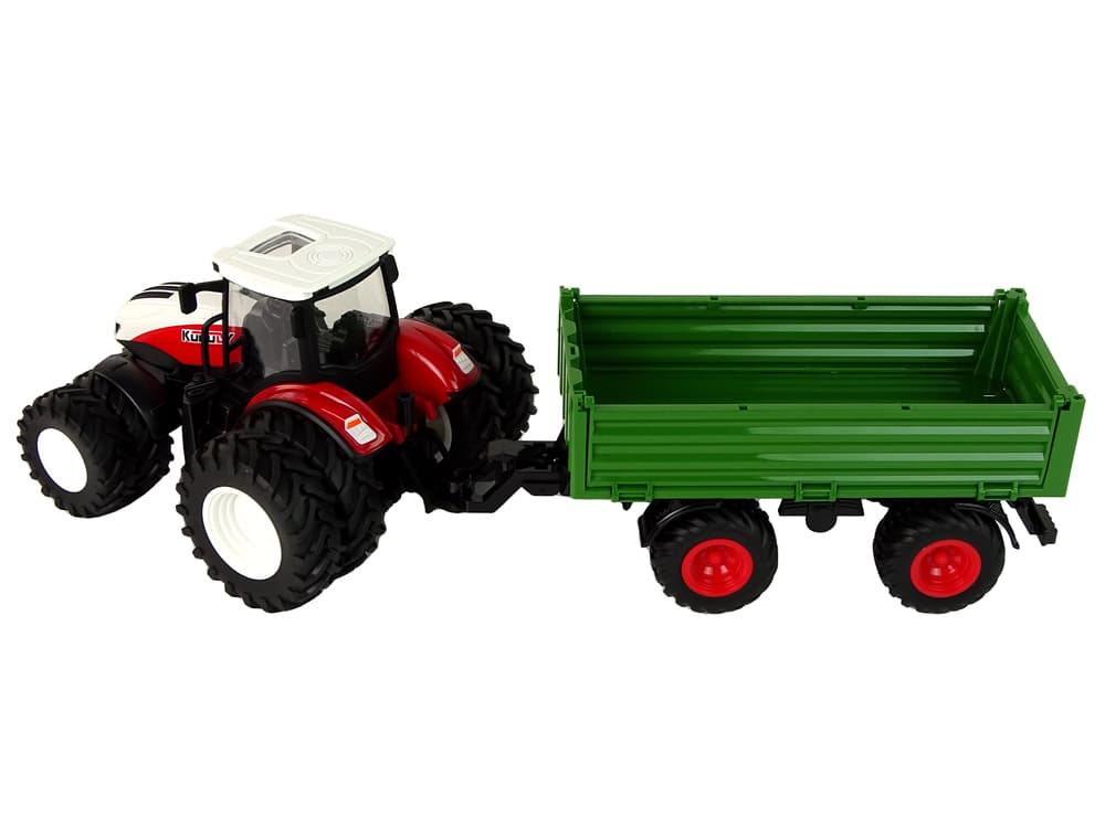 Traktor na daljinsko vodenje z prikolico, 1:24, rdeč/zelen 4