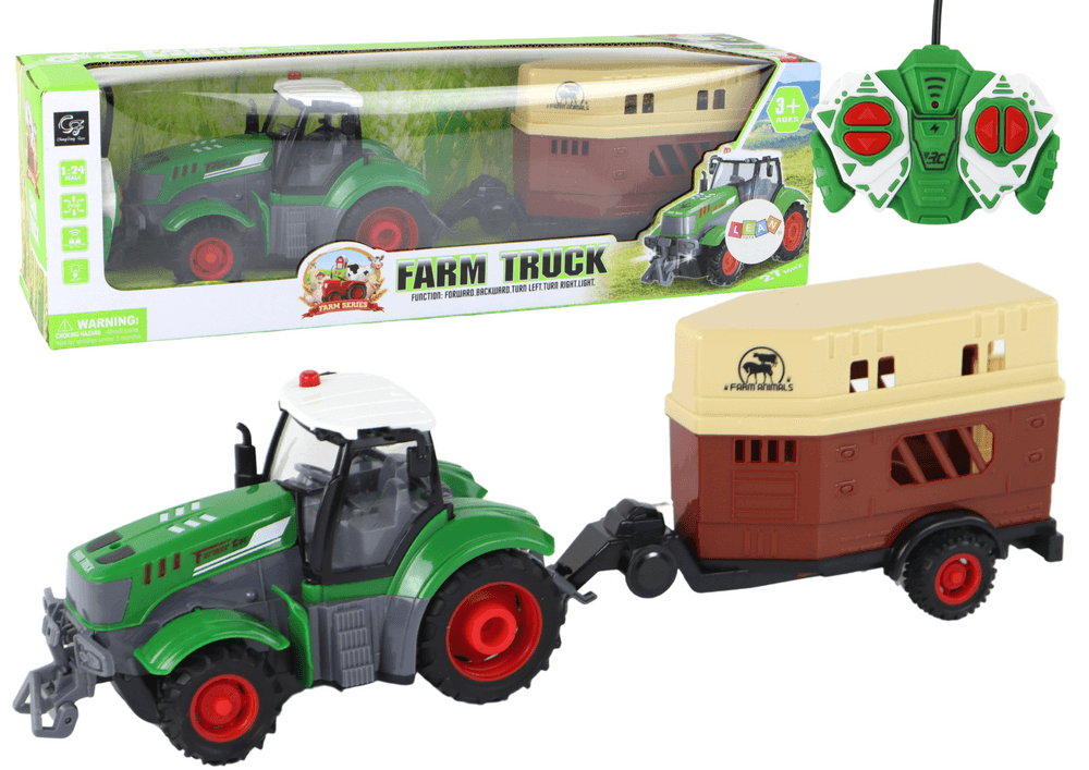 Traktor na daljinsko vodenje RC s prikolico, merilo 1:24