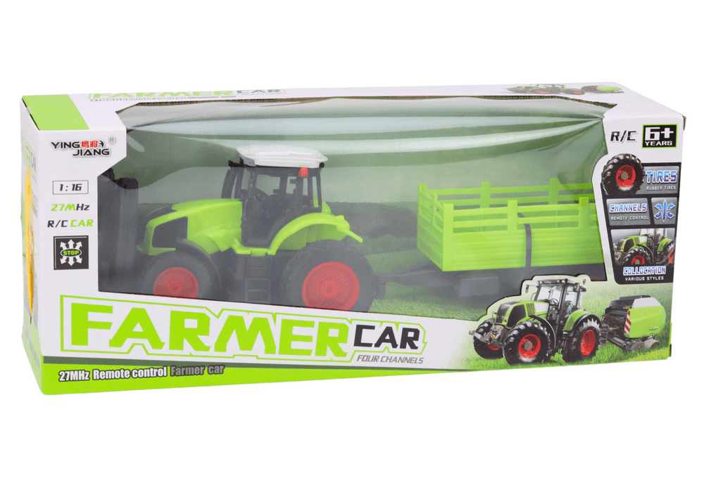 Traktor na daljinsko vodenje RC s prikolico 1:16, zelena 5