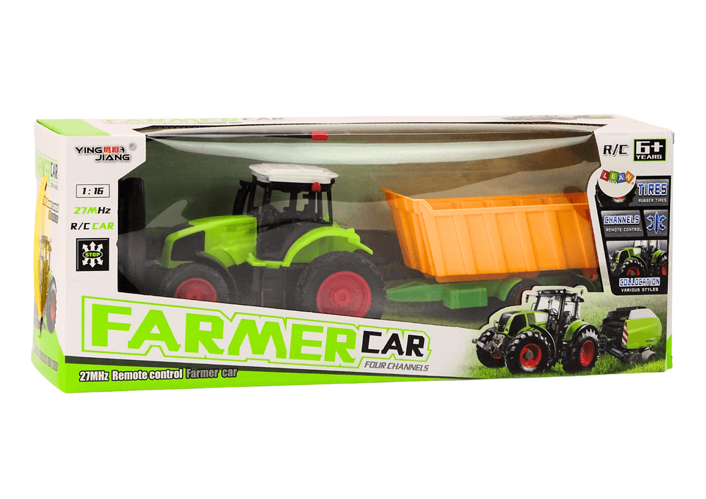 Traktor na daljinsko vodenje RC s prikolico 1:16, zelena 4