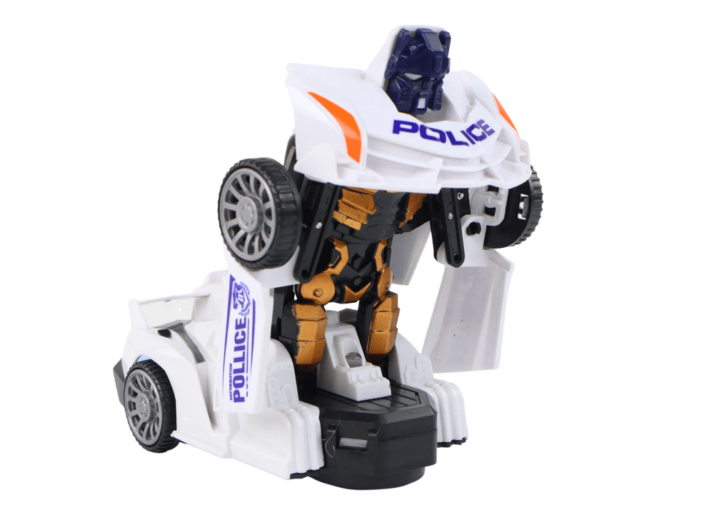 Avtomobil-Robot LEAN TOYS Policijski Beli 2v1 3