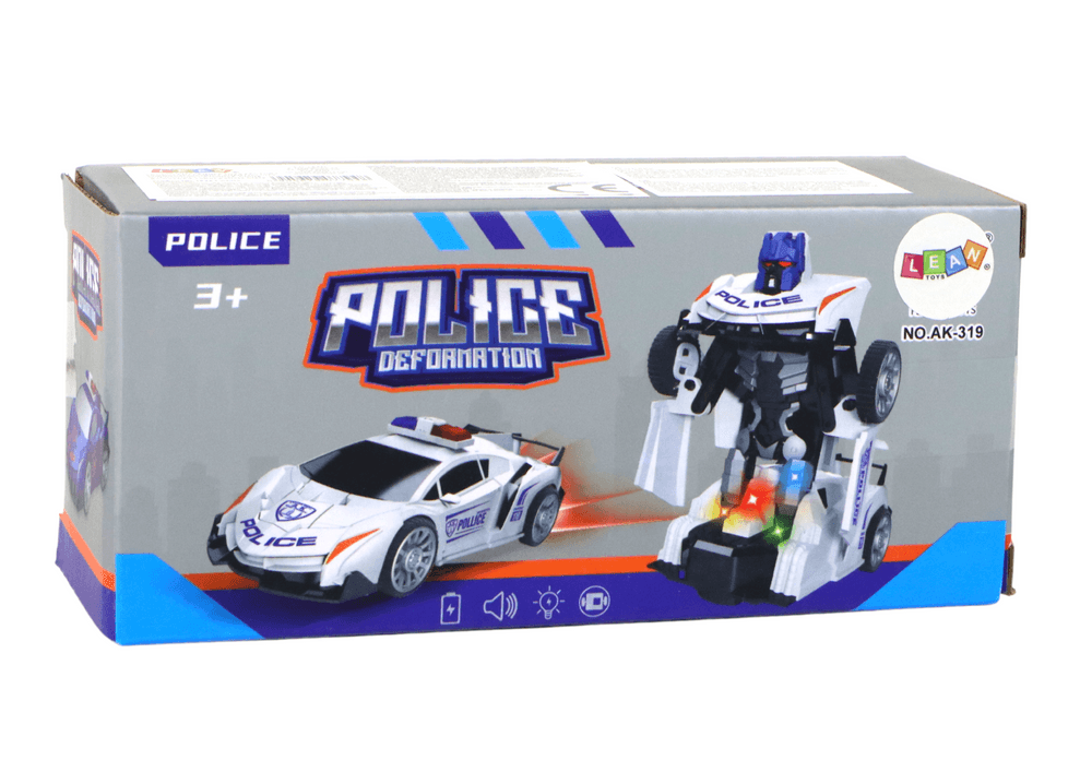 Avtomobil-Robot LEAN TOYS Policijski Beli 2v1 4