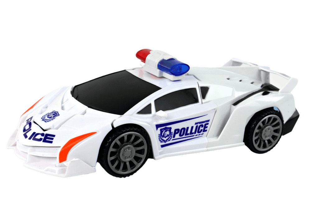 Avtomobil-Robot LEAN TOYS Policijski Beli 2v1 2