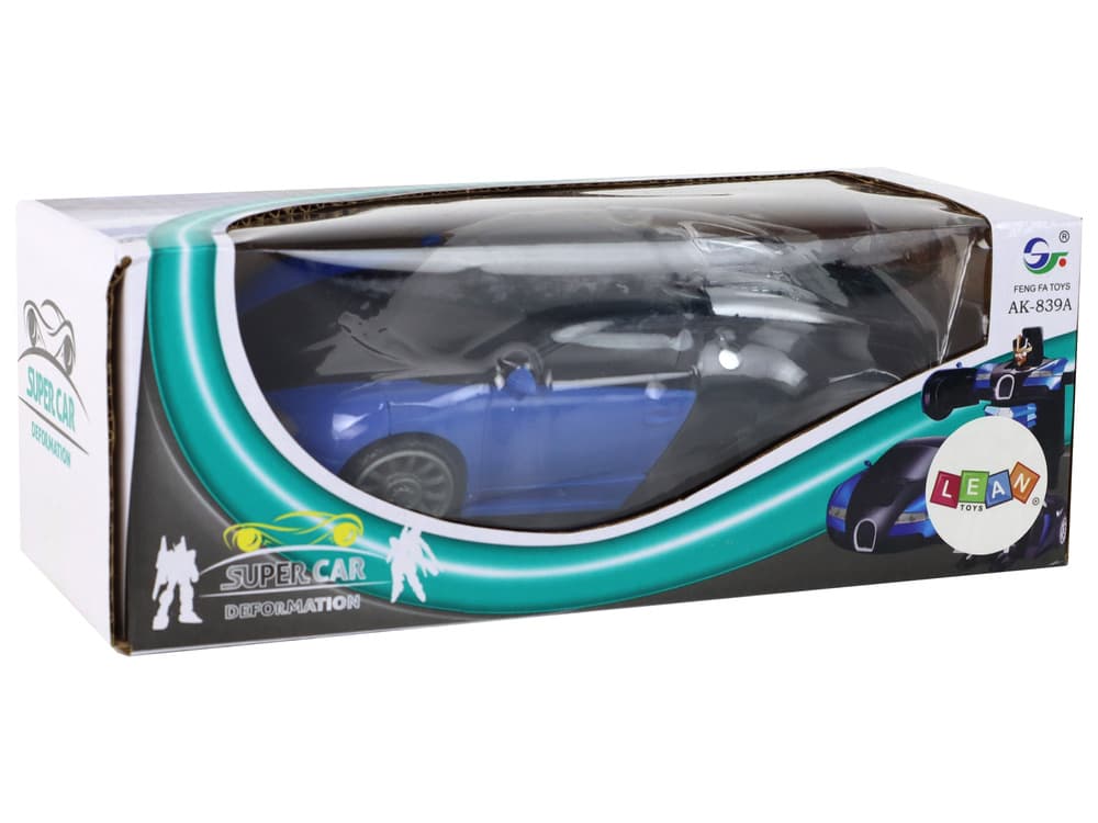 Daljinsko voden avtomobil-robot 2v1 Bugatti modri s svetlobnimi efekti 5