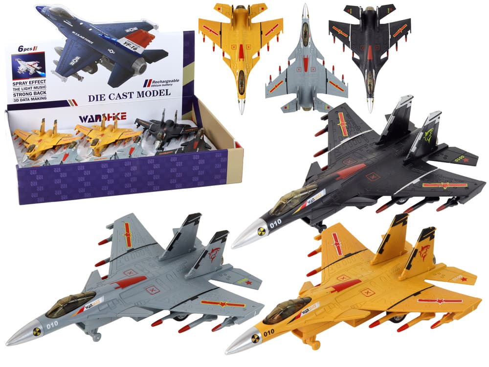 LEAN TOYS Lovski letalski model z vzgonom – siva/črna ali rumena