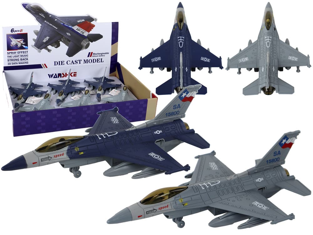 LEAN TOYS Lovski letalski model z vzgonom – temno moder/siv