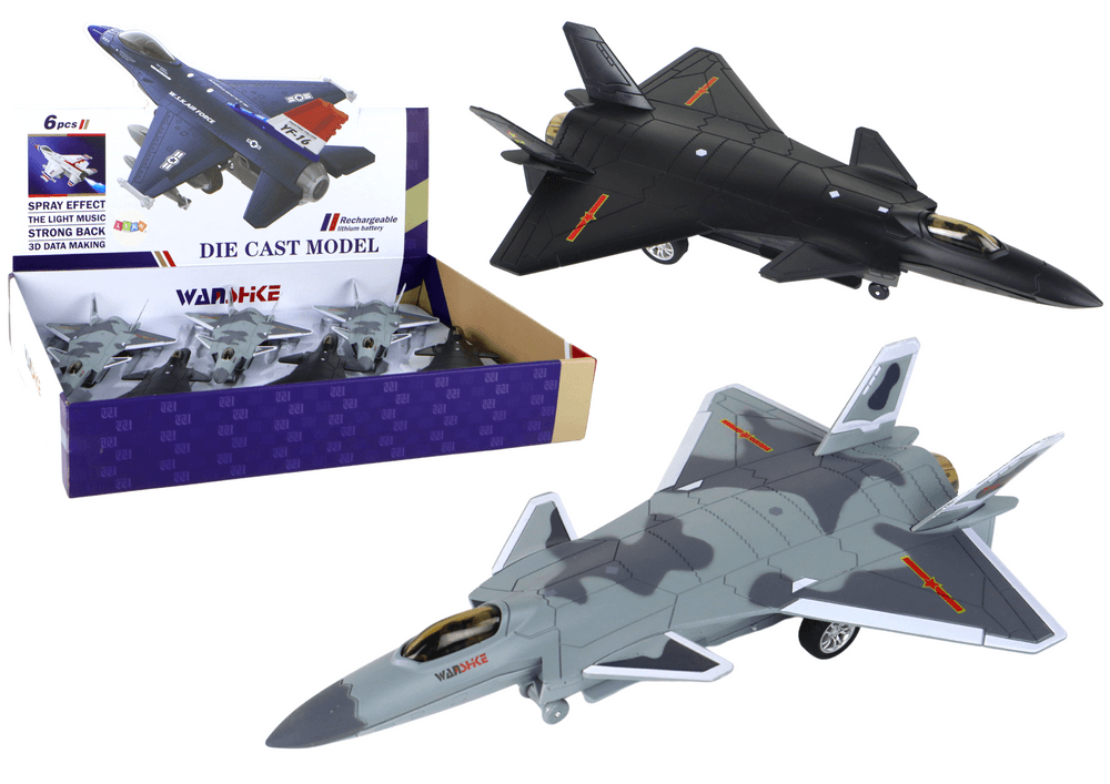 LEAN TOYS Lovski letalski model z vzgonom – črna/siva