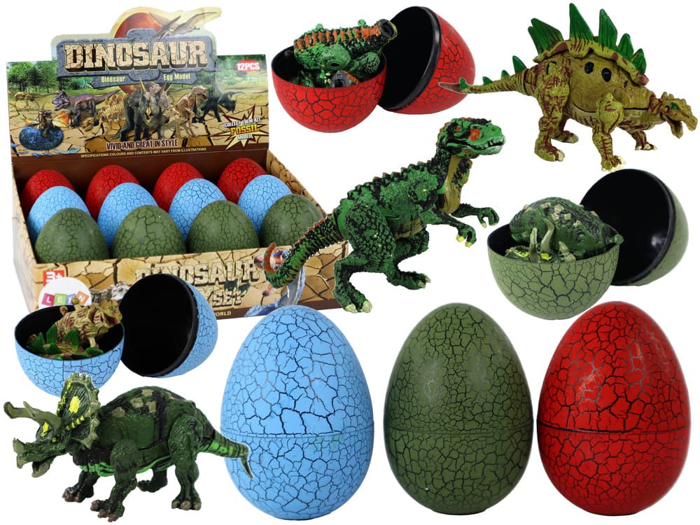 LEAN TOYS Jajce z sestavljivim dinozavrom, 9 cm – 3 barve