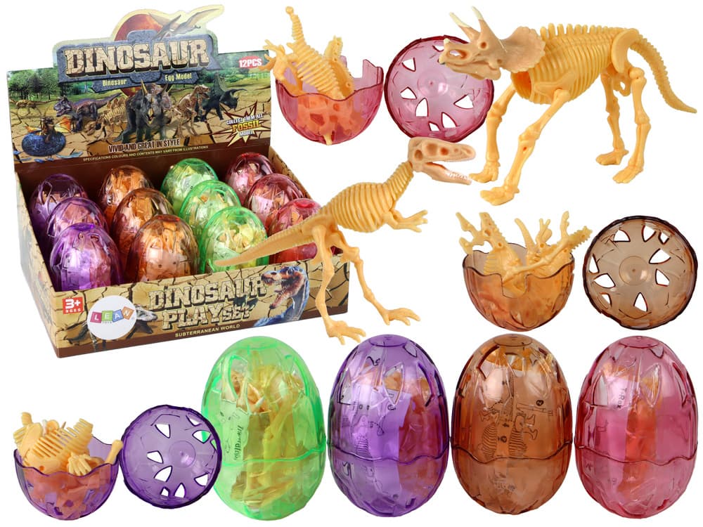 LEAN TOYS Odpiralno jajce z okostnjakom dinozavra, 9 cm – 4 barve