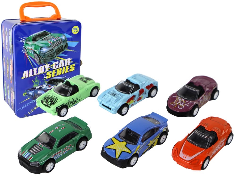 Set 6 kovinskih vozil LEAN TOYS z vztrajnostnim pogonom v kovčku 1:64