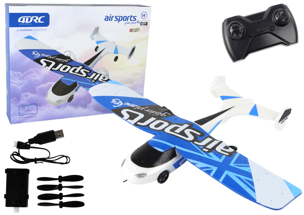 RC letalo LEAN TOYS 4D-G3 s svetlobnimi efekti, belo-modro