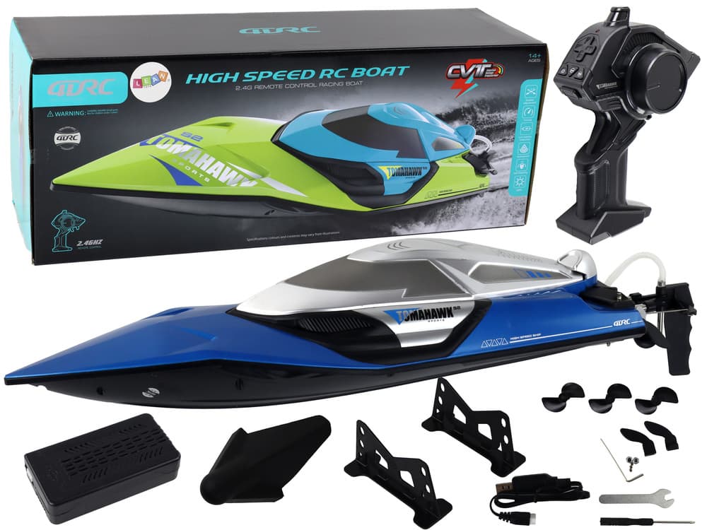 RC Motorna ladja 2.4G LED luči 30 km/h modra