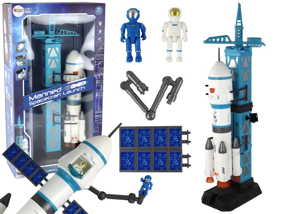 Igra Misija v vesolje: raketa, astronavti, izstrelišče, 15 delov, luči in zvoki