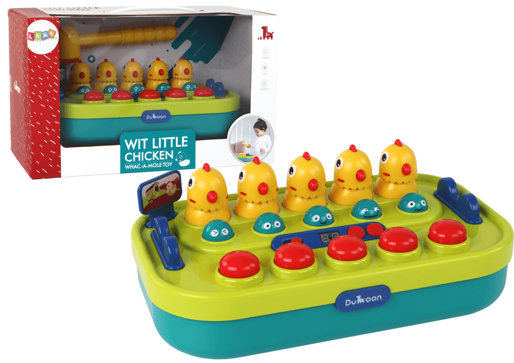 Igra spretnosti Whac-a-Mole: piščanci, kladivo, luči, zvoki (na baterije)