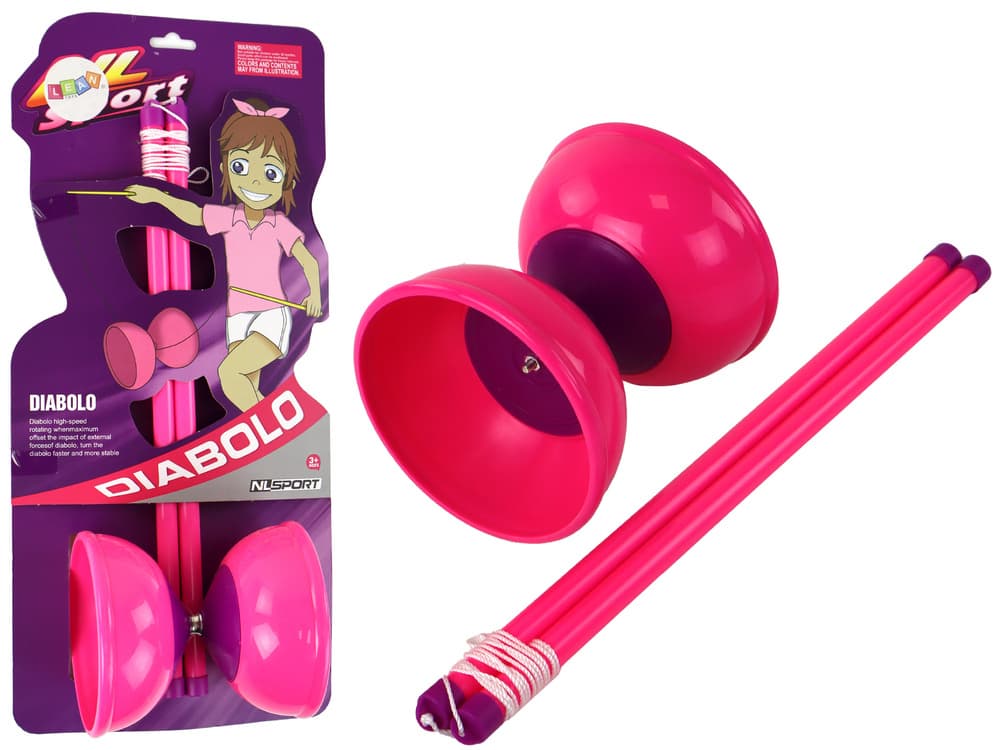 LEAN TOYS Diabolo - zložljiva igrača za žongliranje, roza, 13.5x11.5 cm