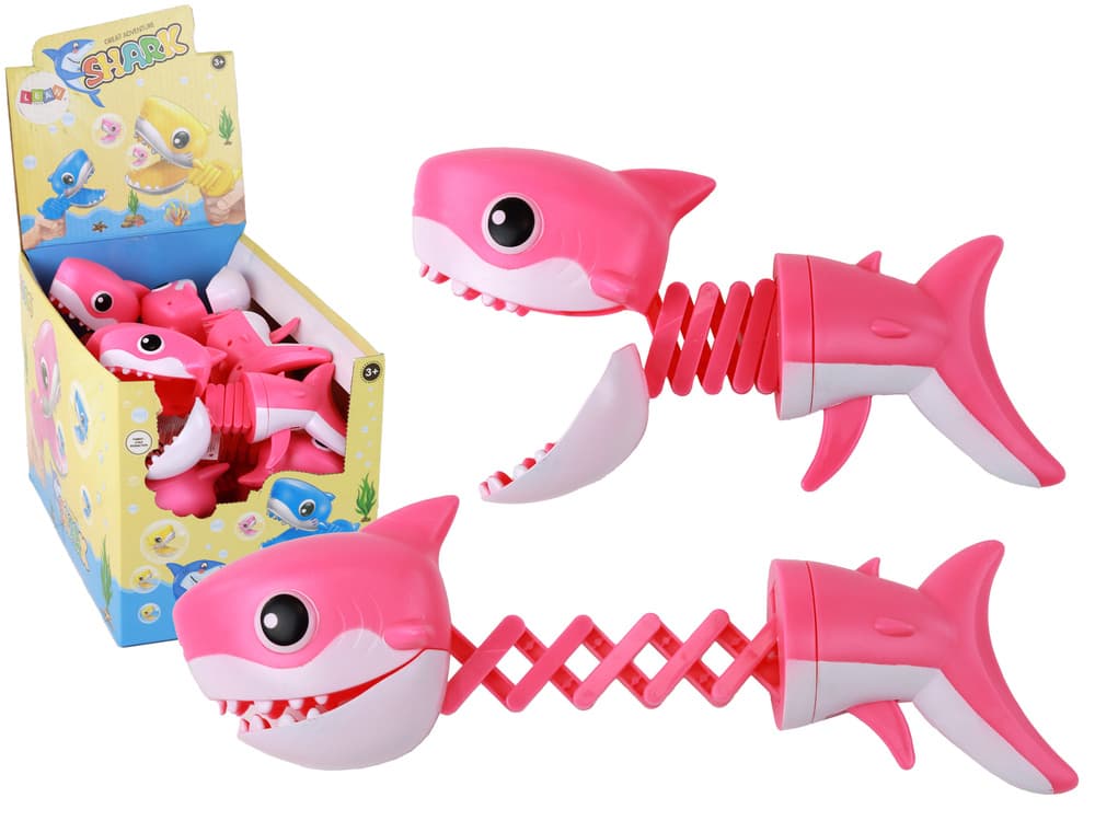 LEAN TOYS Zabavna Riba - pištola, ki grize, roza, morski pes
