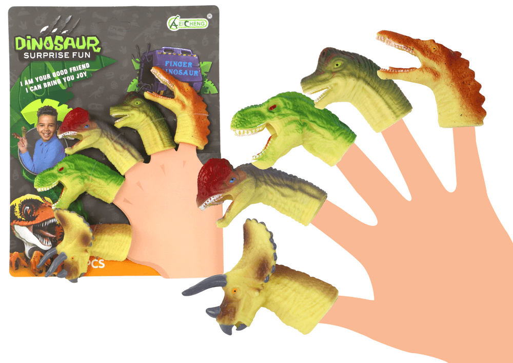 LEAN TOYS Gumijasti dinozavri za prste, senzorične lutke (5 kosov)