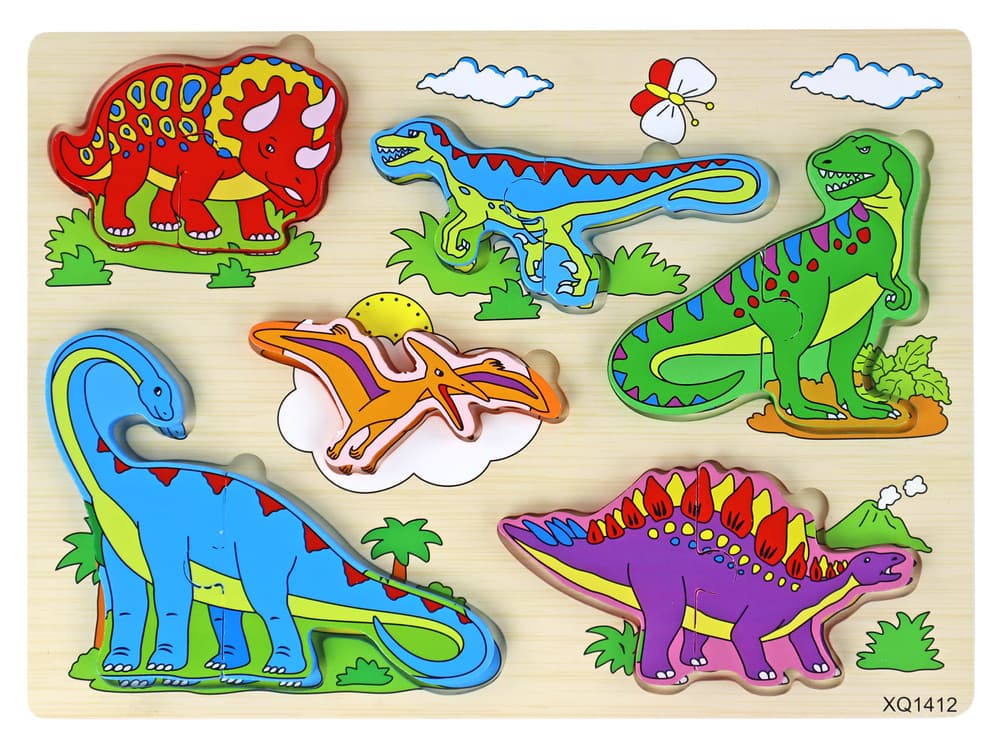 LEAN TOYS Lesene sestavljanke 3D, uganke z dinozavri (11 kosov)