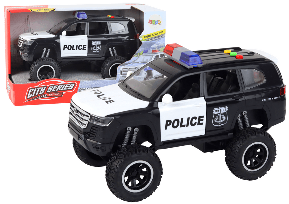 LEAN TOYS Terensko vozilo Raptor POLICIJA, črno, odpirajoča vrata, zvok & luči